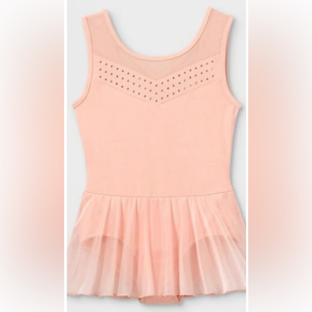 Cat & Jack Girls Dance Ballet Leotard with Lace Skirt - Pink, XL (14-16)